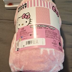 Hello Kitty Pink Plush Throw Blanket with White Star Accents